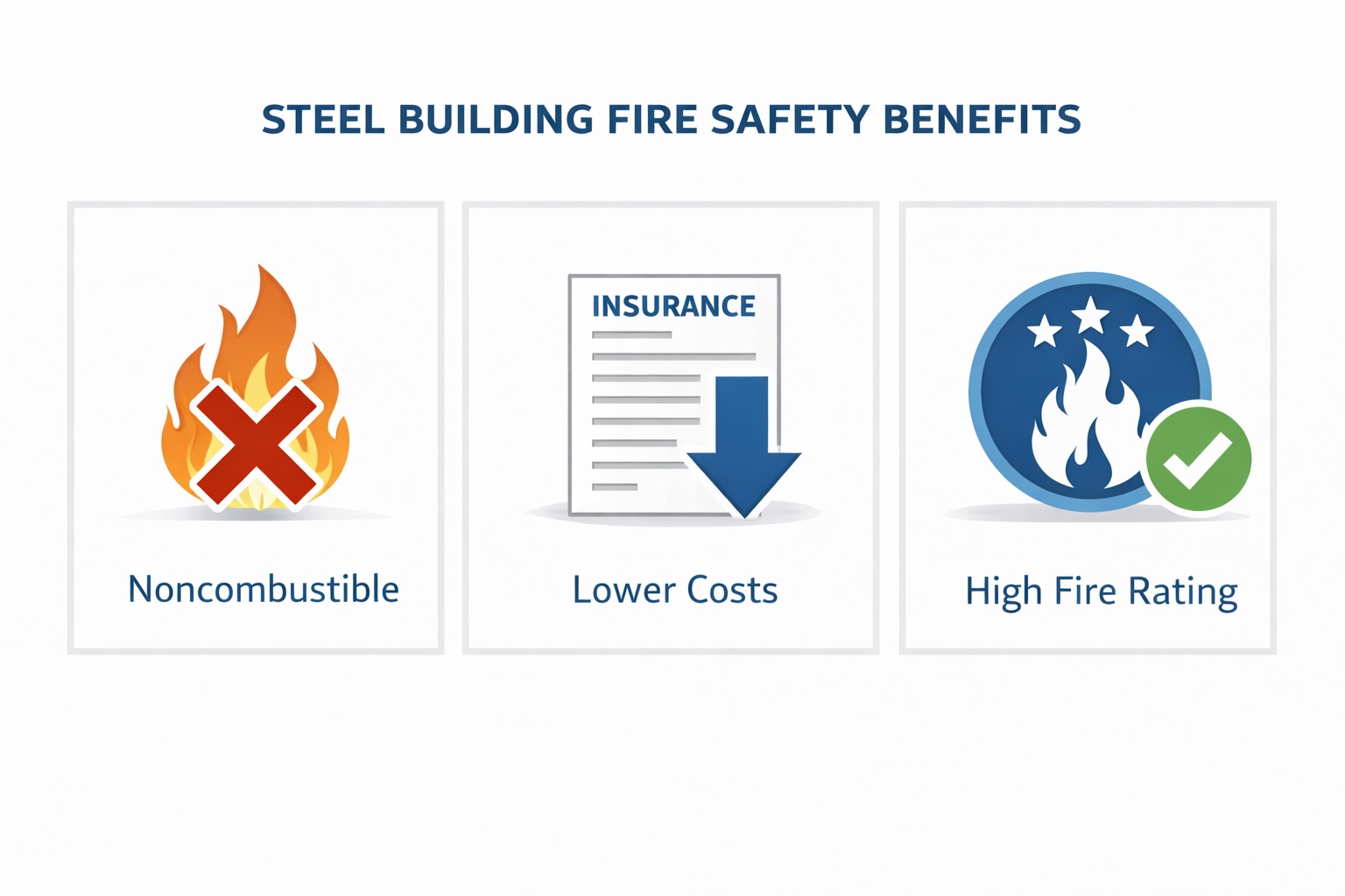 Steel building fire safety benefits: noncombustible construction, insurance savings, and fire ratings